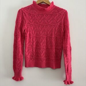Sundance Bertina Pointelle Knit Sweater in Vibrant Raspberry Women's XS Feminine